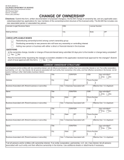 Change of Ownership Application