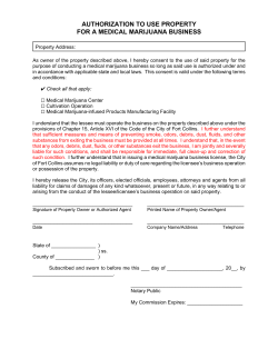 Authorization to Use Property for a Medical Marijuana Business