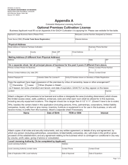 Appendix A-Optional Premises Cultivation License (DR 8544)