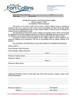 Occupancy Investigation Form