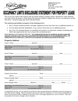 Occupancy Disclosure Form for Property (PDF)