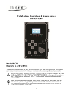 Model RCU Installation, Operation and Maintenance Instructions