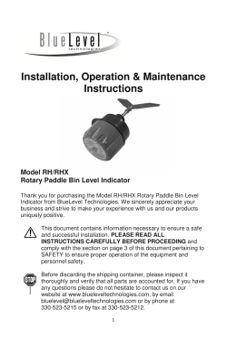 Model RH/RHX Installation, Operation and Maintenance Instructions