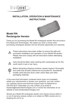Model RA Installation, Operation and Maintenance Instructions