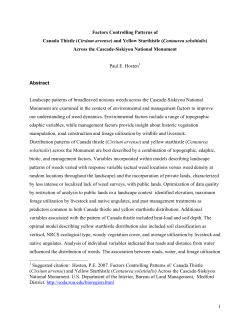 Factors Controlling Patterns of Canada Thistle (Cirsium arvense) and Yellow Starthistle (Centaurea solstitialis) across the Cascade-Siskiyou National Monument 238 KB