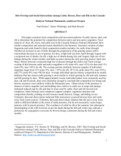 Diet Overlap and Social Interactions among Cattle, Horses, Deer and Elk in the Cascade-Siskiyou National Monument 381 KB