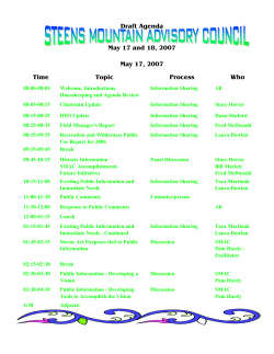 May 17-18, 2007 Draft Meeting Agenda