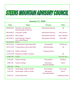 January 31 - February 1, 2008 Draft Meeting Agenda
