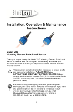 Model VHS Installation, Operation and Maintenance Instructions