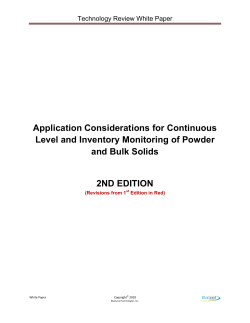 Application Considerations for Continuous Level & Inventory Monitoring of Bulk Solids 2ND ED