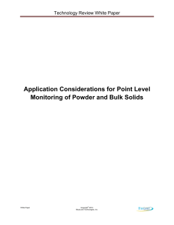 Application Considerations for Point Level Monitoring of Powder and Bulk Solids