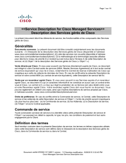 Service Description for Cisco Managed Services Description des Services g r s de Cisco