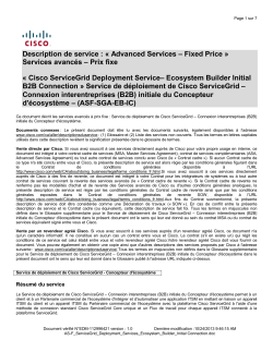 ASF Cisco ServiceGrid Deployment Service Ecosystem Builder Initial B2B Connection Services avanc s prix fixe Service de d ploiement de Cisco ServiceGrid Connexion interentreprises (B2B) initiale du Concepteur d' cosyst me