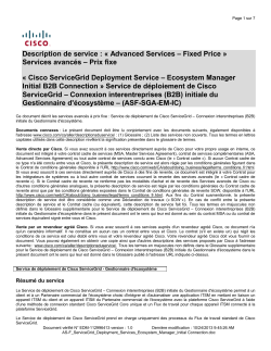 ASF Cisco ServiceGrid Deployment Service Ecosystem Manager Initial B2B Connection Services avanc s prix fixe Service de d ploiement de Cisco ServiceGrid Connexion interentreprises (B2B) initiale du Gestionnaire d' cosyst me