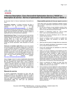 Cisco ServiceGrid Optimization Service Service d'optimisation ServiceGrid de Cisco