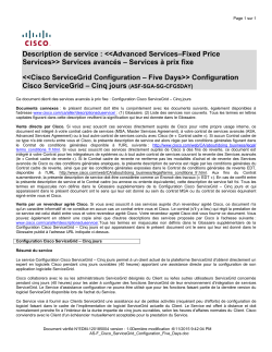 ASF Cisco ServiceGrid Configuration Five Days Services prix fixe Configuration Cisco ServiceGrid Cinq jours