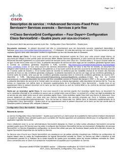 ASF Cisco ServiceGrid Configuration Four Days Services prix fixe Configuration Cisco ServiceGrid Quatre jours