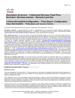 ASF Cisco ServiceGrid Configuration Three Days Services prix fixe Configuration Cisco ServiceGrid Trois jours