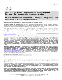 ASF Cisco ServiceGrid Configuration One Day Services prix fixe Configuration Cisco ServiceGrid Un jour