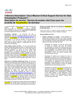 Cisco Mission-Critical Support Service for Data Virtualization Products Service de soutien vital Cisco pour les produits de visualisation de donn es