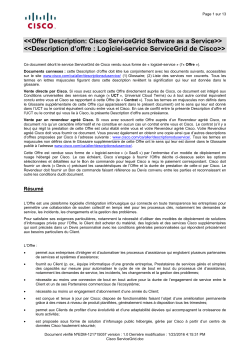 Cisco ServiceGrid Software-as-a-Service Logiciel-service Cisco ServiceGrid