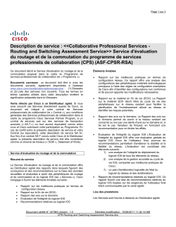 Collaborative Professional Services - Routing and Switching Assessment Service Service d' valuation du routage et de la commutation du programme de services professionnels de collaboration (CPS)