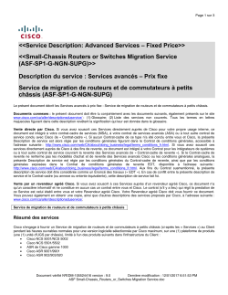 Cisco Migration Service for Small Chassis Routers or Switches Service de migration Cisco pour les routeurs et les commutateurs petits ch ssis