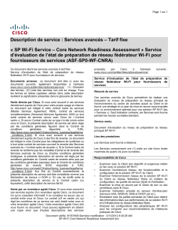 SP Wi-Fi Core Network Readiness Assessment Service Service d' valuation de l' tat de pr paration de r seau f d rateur Wi-Fi pour fournisseurs de services