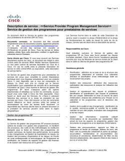 SP Program Management Service Service de gestion des programmes pour fournisseurs de services