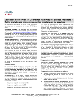 Connected Analytics for Service Providers Outils analytiques connect s pour les fournisseurs de services