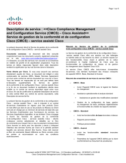Cisco Compliance Management and Configuration Service Cisco-Assisted Service de gestion de la conformit et de configuration Cisco (CMCS)