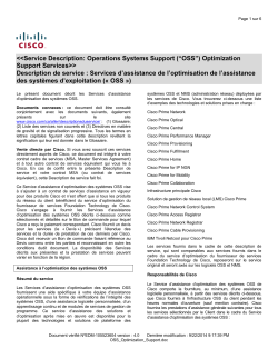 OSS Optimization Services d assistance de l optimisation de l assistance des syst mes d exploitation