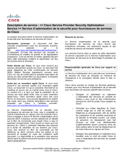 Cisco Service Provider Security Optimization Service Service d optimisation de la s curit pour fournisseurs de services de Cisco