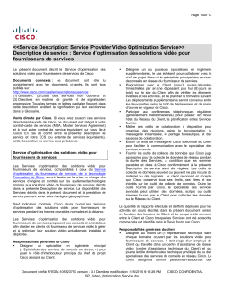 SP Video Optimization Service Service d optimisation des solutions vid o pour fournisseurs de services