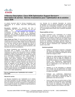 Cisco Quantum SON Optimization Service Service d assistance pour l optimisation de la solution Cisco SON