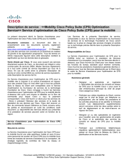Mobility Cisco Policy Suite Optimization Support Service Service d optimisation de Cisco Policy Suite (CPS) pour la mobilit