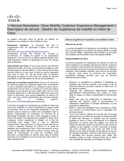 Cisco Mobility Customer Experience Management Services Gestion de l exp rience de mobilit du Client de Cisco