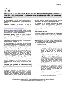 SP Mobile Internet Optimization Support Services Services d assistance pour l optimisation de l Internet mobile pour fournisseurs de services