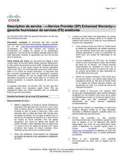 Service Provider (SP) Enhanced Warranty garantie fournisseur de services (FS) am lior e