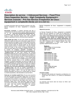 Cisco Inspection Service - High Complexity Equipment Prix fixe Service d inspection de Cisco : quipement complexit lev e