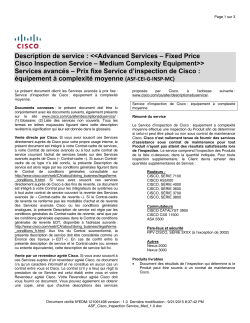 Cisco Inspection Service - Medium Complexity Equipment Prix fixe Service d inspection de Cisco : quipement complexit moyenne