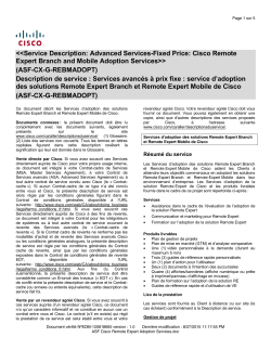 ASF Cisco Remote Expert Adoption Services service d adoption des solutions Remote Expert Branch et Remote Expert Mobile de Cisco