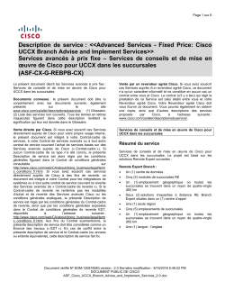 ASF Cisco Remote Expert Branch Plan and Build Services for UCCX Services de planification et de cr ation de la solution d expertise distance Cisco Remote Expert Branch pour UCCX