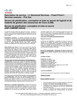 Cisco Asset Management Software and Hardware Planning, Design and Implementation Service Service de planification, conception et mise en oeuvre de logiciel et de mat riel de gestion des ressources de Cisco (CAM)