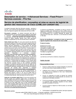 Cisco Asset Management Software Planning, Design and Implementation Service Service de planification, conception et mise en oeuvre de logiciel de gestion des ressources de Cisco (CAM)