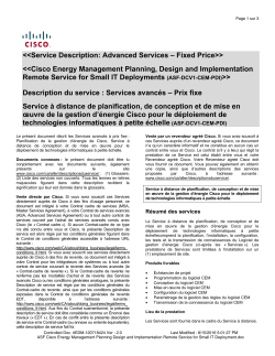 ASF Cisco Energy Management Planning, Design and Implementation Service Services avanc s - Prix fixe service de planification, de conception et de mise en oeuvre de solutions de gestion d nergie de Cisco