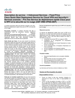 Cisco Quick Start Deployment Service for Cloud VPN and Security Prix fixe Service de d ploiement rapide Cisco pour le RPV et la s curit sur le nuage