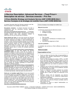 Cisco Mobility Strategy and Analysis Service Service d analyse et de strat gie de mobilit Cisco