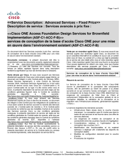 Cisco ONE Access Foundation for Brownfield Services de conception de la base d acc s Cisco ONE pour une mise en oeuvre dans l environnement existant
