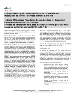 Cisco ONE Access Foundation for Greenfield Services de conception de la base d acc s Cisco ONE pour une mise en uvre sur terrain vierge